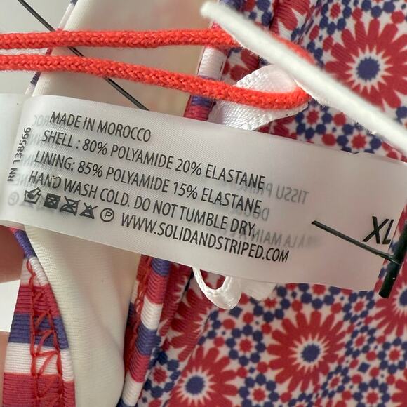 Solid & Striped The Daphne Swim Bikini Bottom Mosaic Floral Red XL NWT - Picture 6 of 6